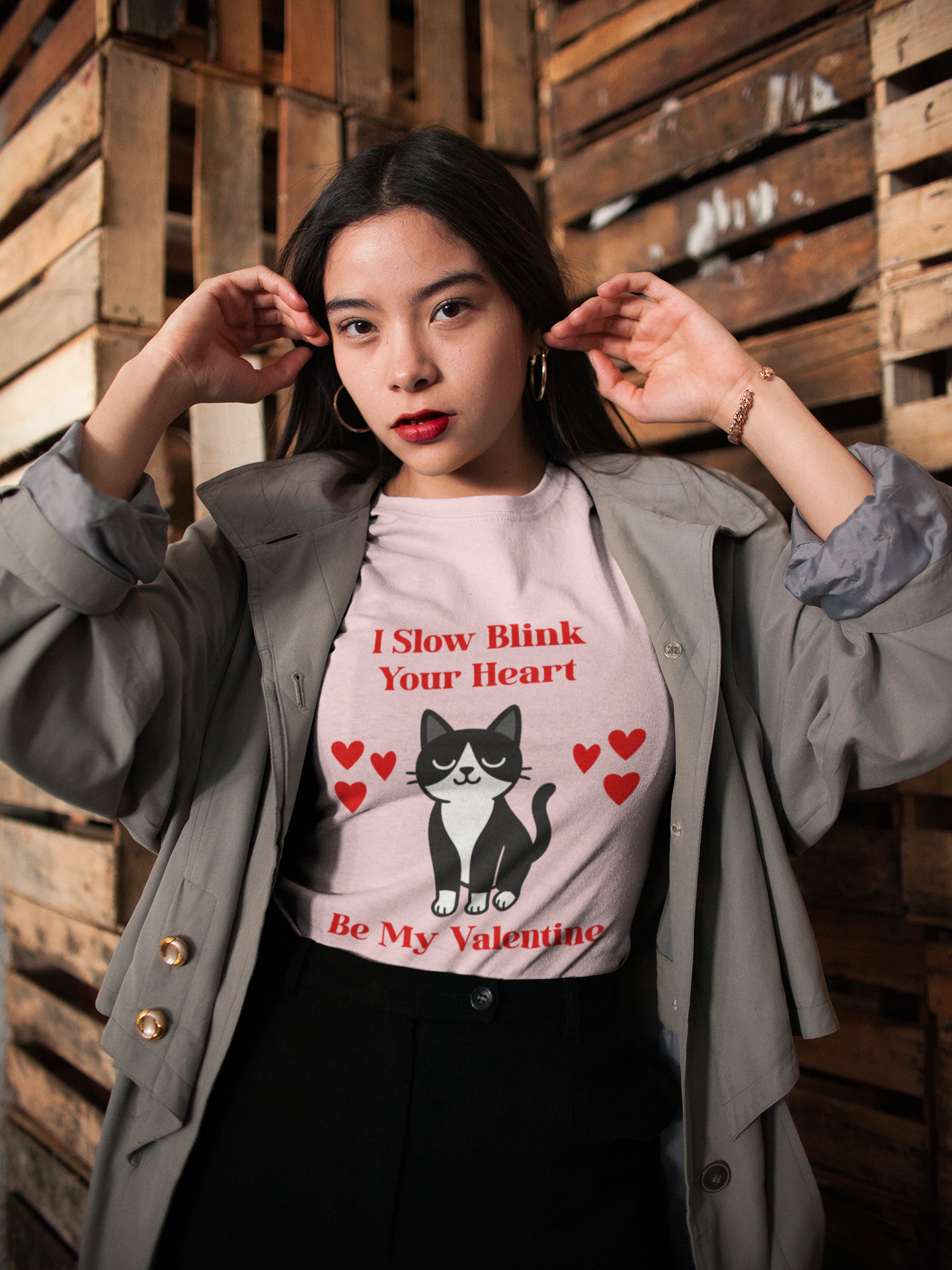 Valentine Cat T Shirt Be My Valentine I Slow Blink Tee