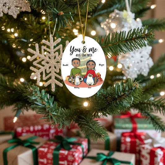 You & Me and the Cats Custom Christmas Ornament