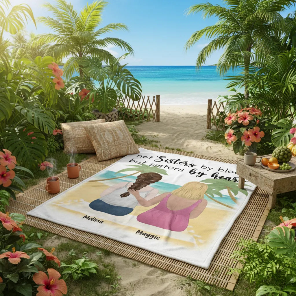 Custom Coral Fleece Blanket Not Sisters By Blood But Sisters By Heart