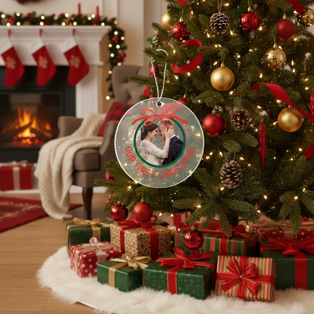 Customizable Acrylic Ornament with Your Message and Photo