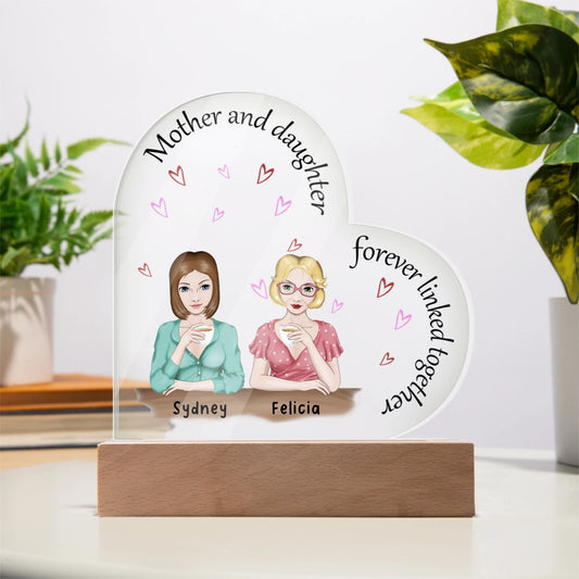 Mother and Daughter Acrylic Heart Plaque - A Heartwarming Keepsake for Cherished Moments