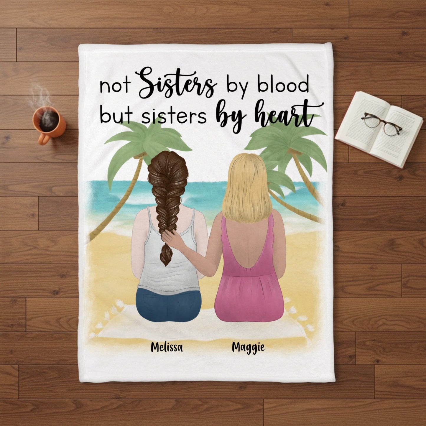Custom Coral Fleece Blanket Not Sisters By Blood But Sisters By Heart