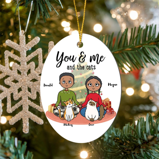 You & Me and the Cats Custom Christmas Ornament