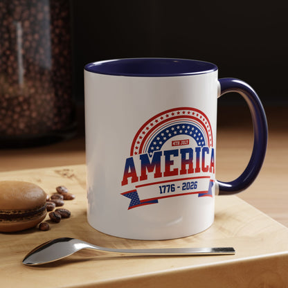 America 1776-2026 Patriotic Accent Coffee Mug 11 oz.