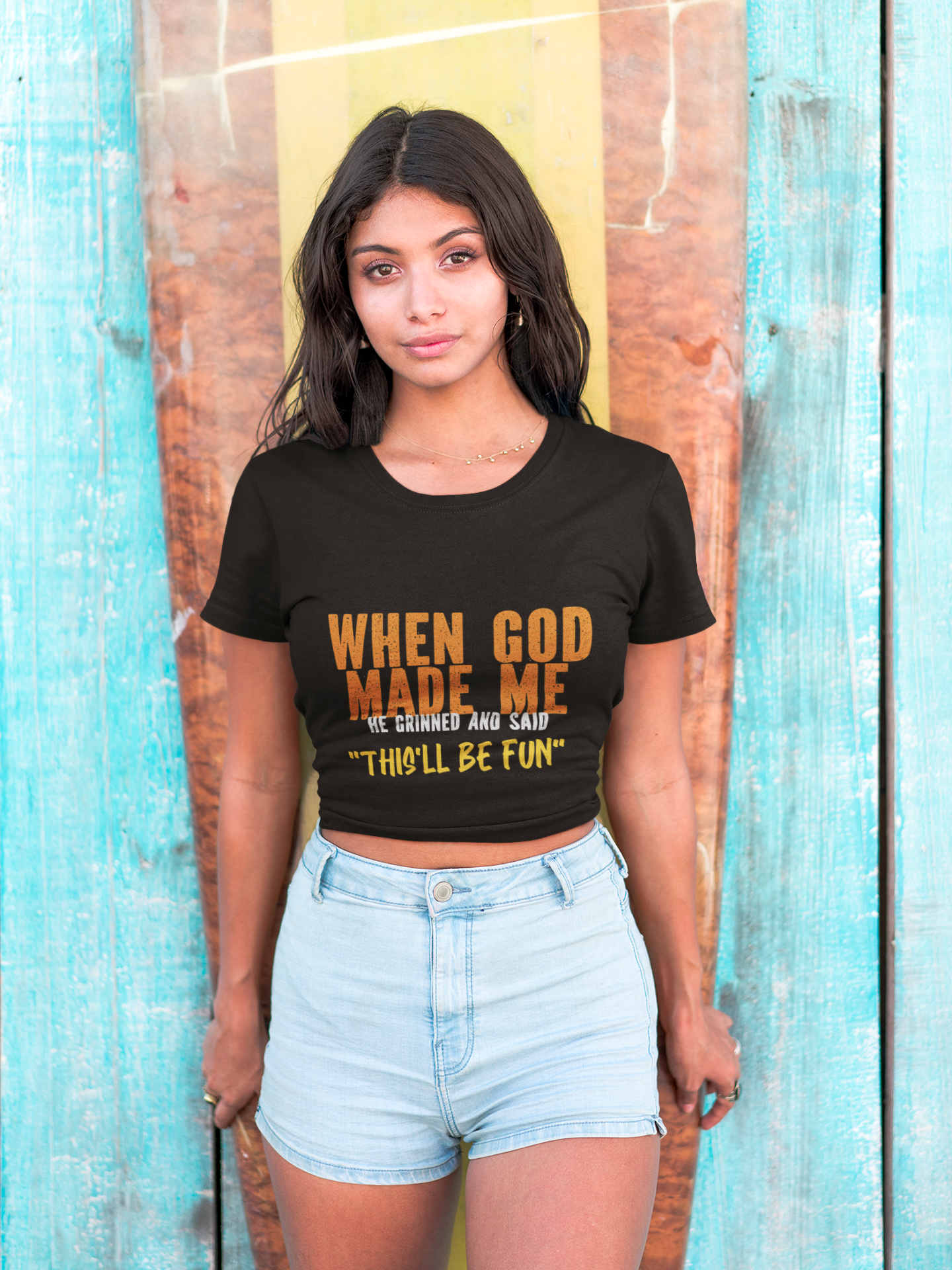 Christian Graphic Tee When God Made Me This Will Be Fun Unisex Short Sleeve Tee