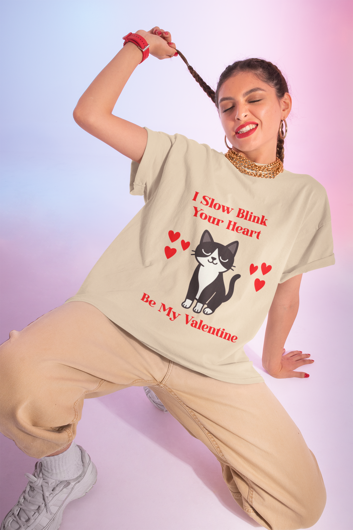 Valentine Cat T Shirt Be My Valentine I Slow Blink Tee