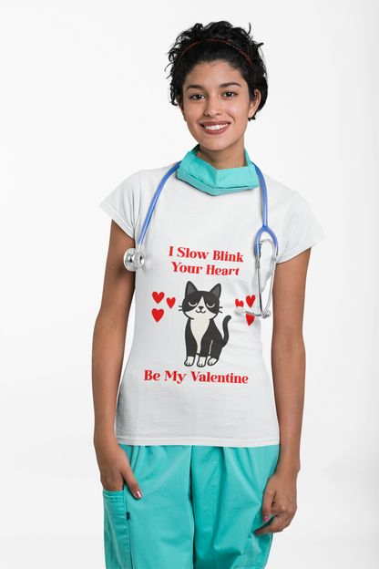 Valentine Cat T Shirt Be My Valentine I Slow Blink Tee