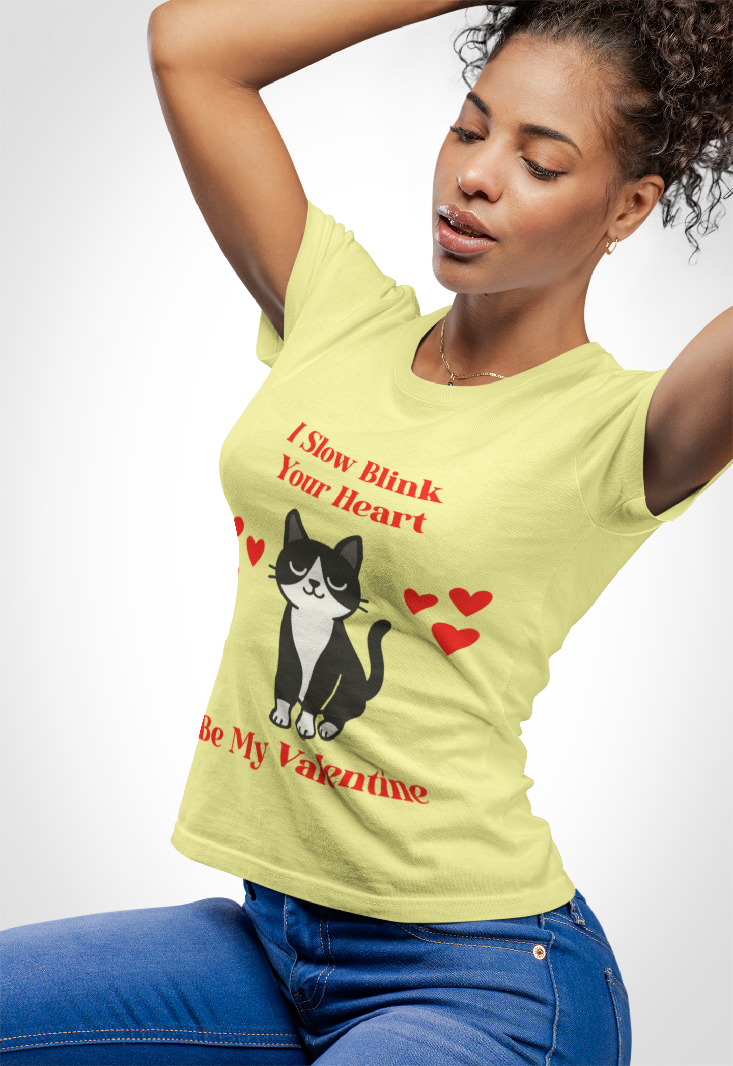 Valentine Cat T Shirt Be My Valentine I Slow Blink Tee