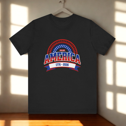 America 1776-2026 Patriotic Flag Tee | Stars Red White Blue
