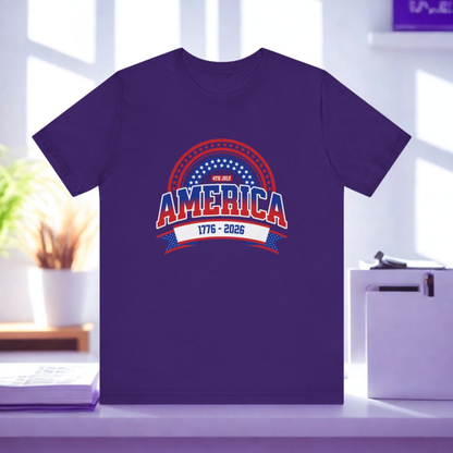America 1776-2026 Patriotic Flag Tee | Stars Red White Blue