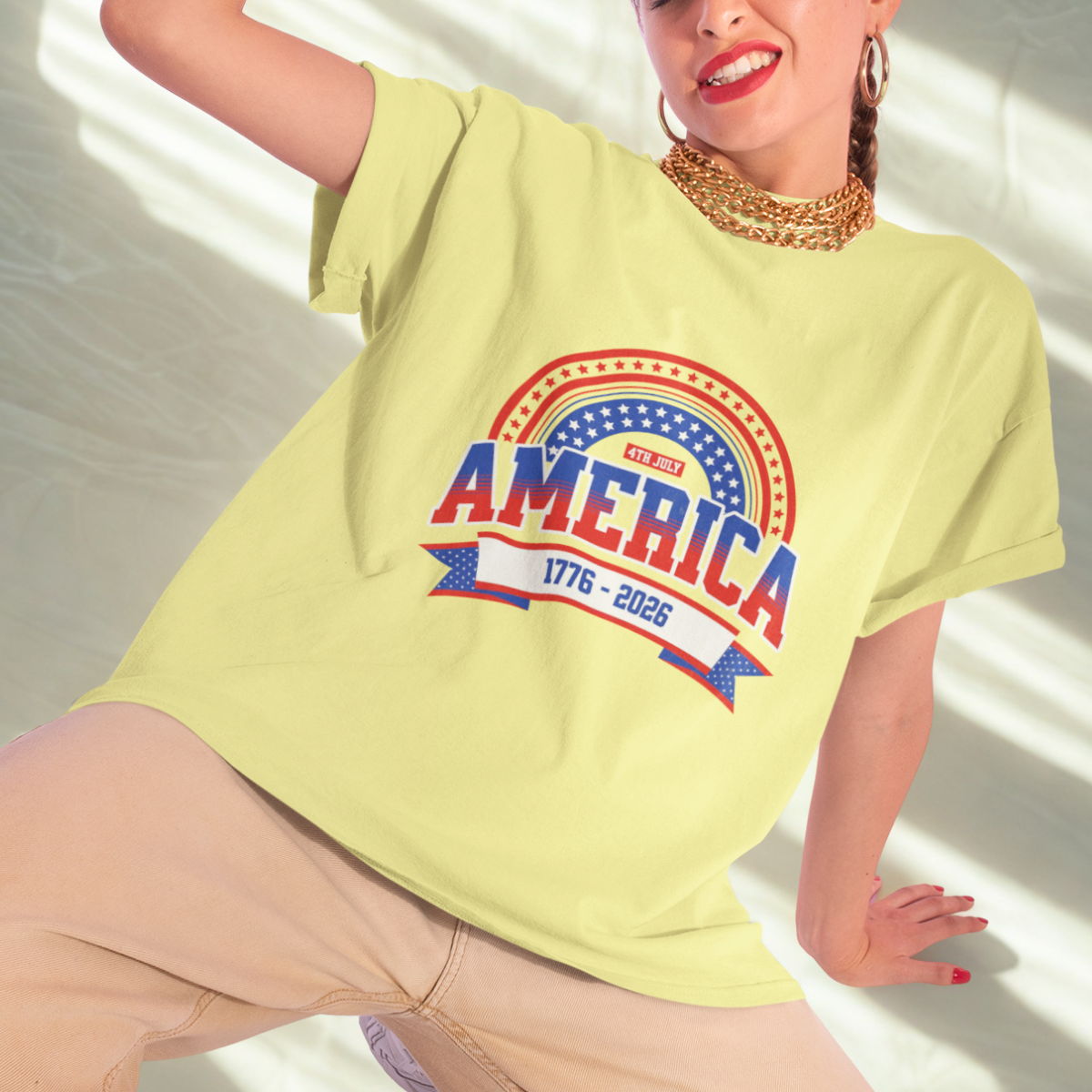 America 1776-2026 Patriotic Flag Tee | Stars Red White Blue