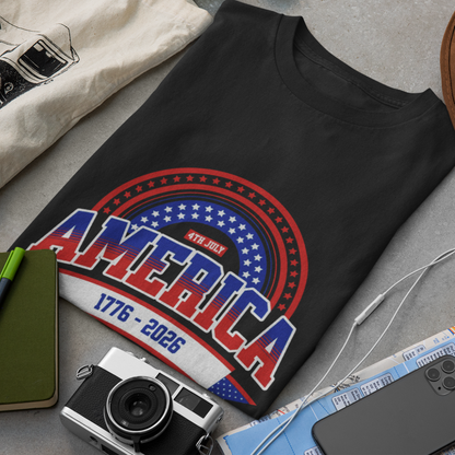 America 1776-2026 Patriotic Flag Tee | Stars Red White Blue