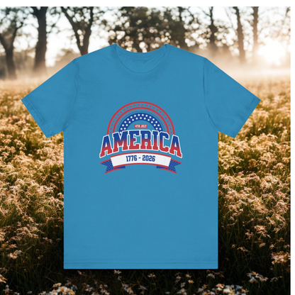 America 1776-2026 Patriotic Flag Tee | Stars Red White Blue