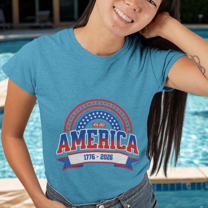 America 1776-2026 Patriotic Flag Tee | Stars Red White Blue