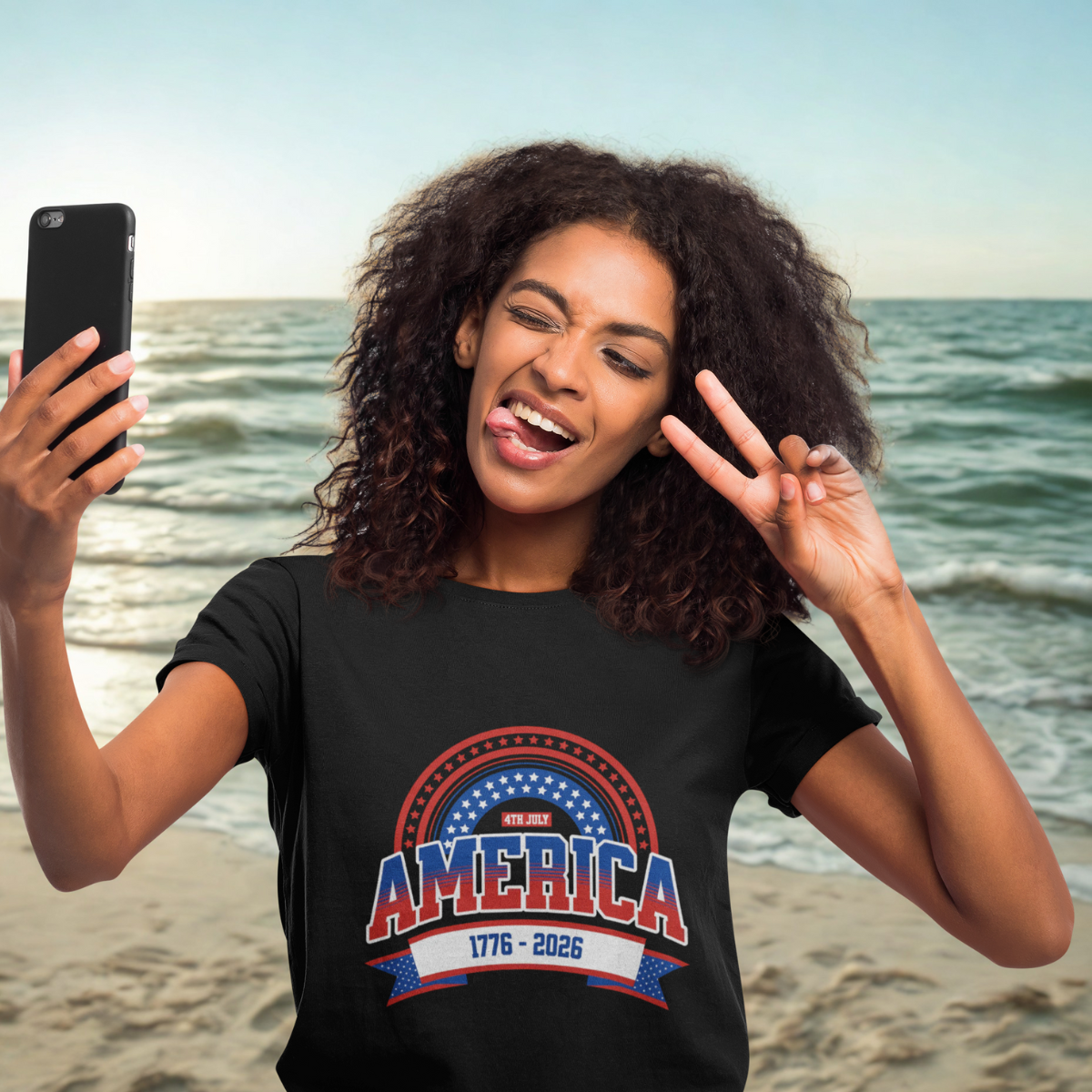 America 1776-2026 Patriotic Flag Tee | Stars Red White Blue