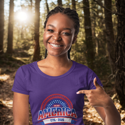 America 1776-2026 Patriotic Flag Tee | Stars Red White Blue