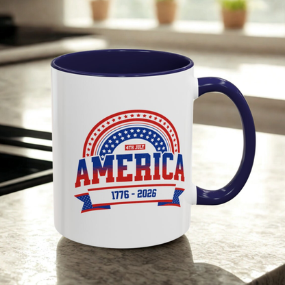 America 1776-2026 Patriotic Accent Coffee Mug 11 oz.