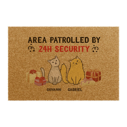 Custom Cat Portrait Welcoming Door Mat With Cat Names by printify