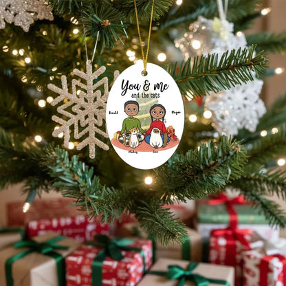 You & Me and the Cats Custom Christmas Ornament