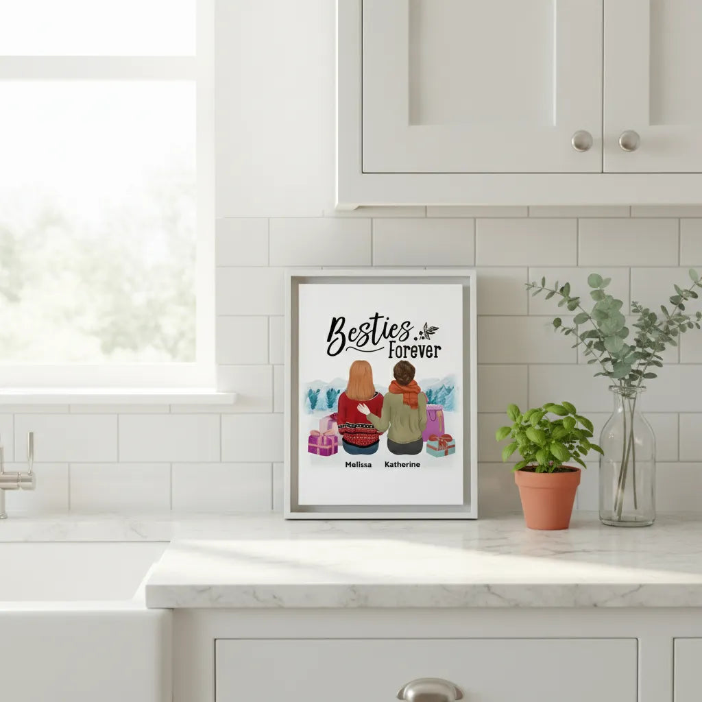Besties Forever Custom Matte Canvas Framed Art For Friends by printify
