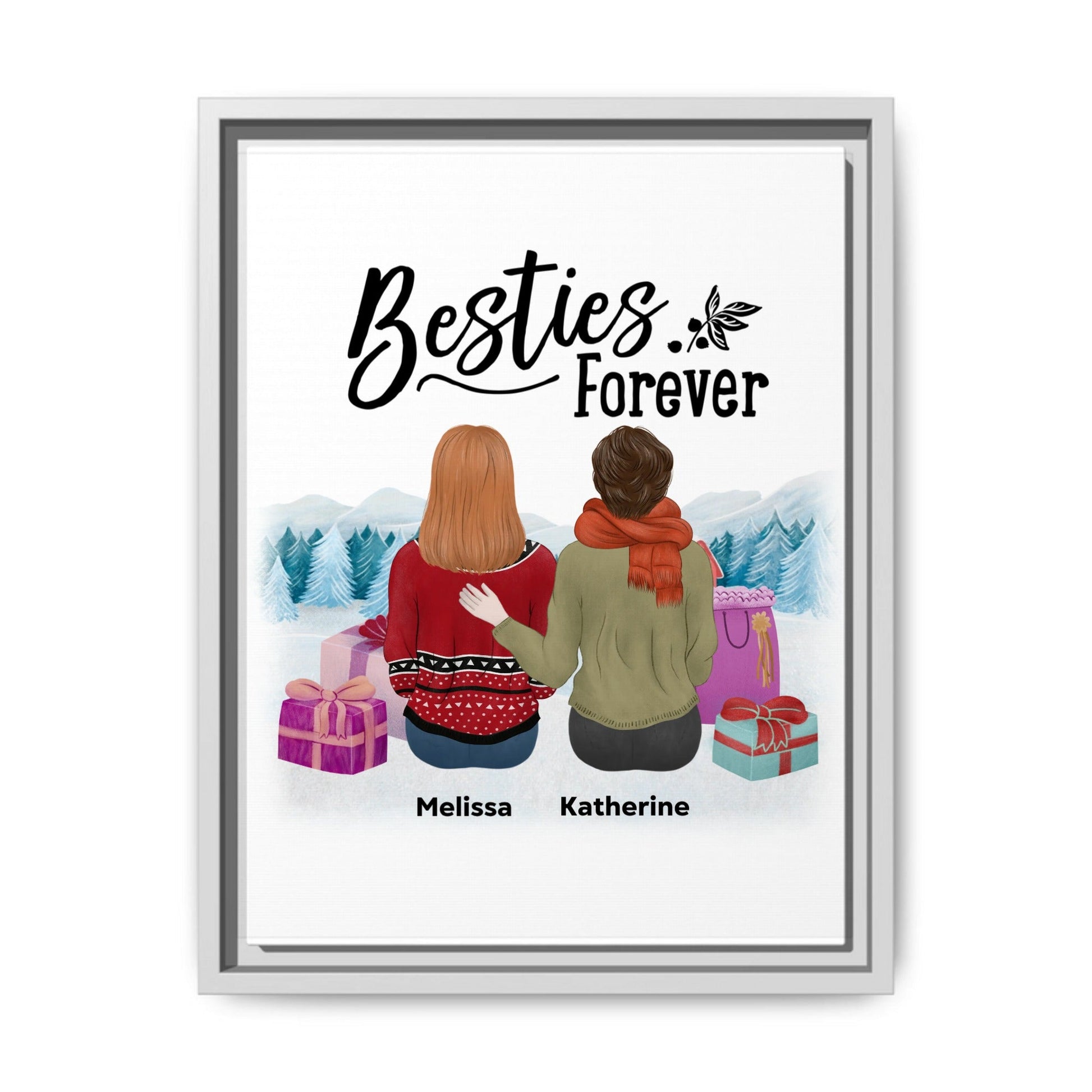 Besties Forever Custom Matte Canvas Framed Art For Friends by printify
