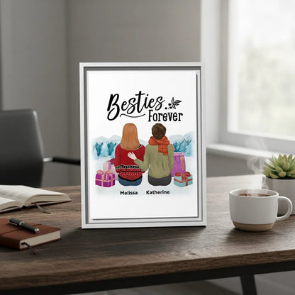 Besties Forever Custom Matte Canvas Framed Art For Friends by printify