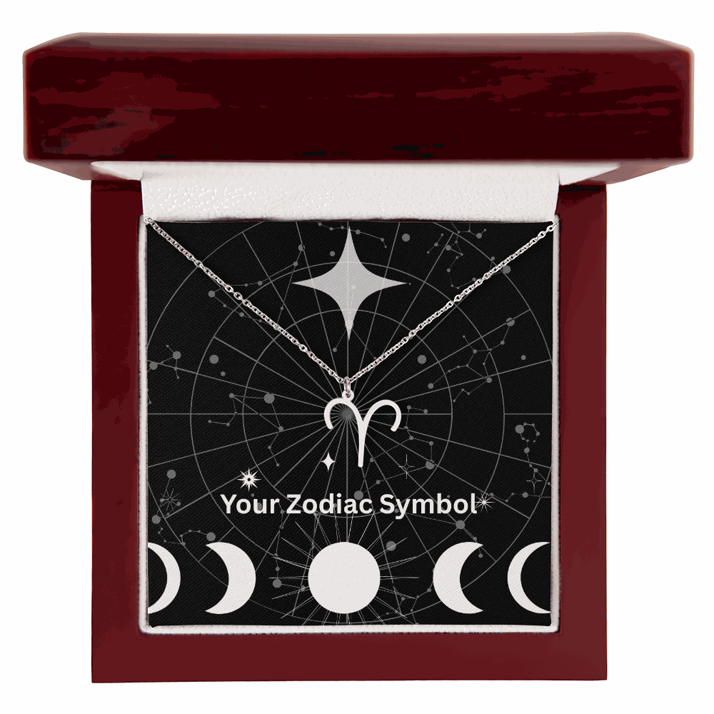 Zodiac symbol necklace with Aries pendant in luxury gift box