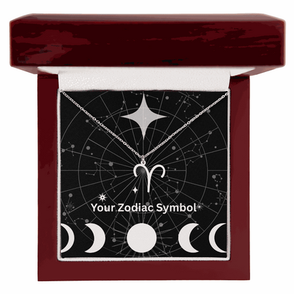 Zodiac symbol necklace with Aries pendant in luxury gift box