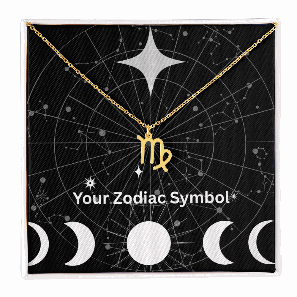 18k gold Zodiac Symbol Necklace with Scorpio pendant in gift box