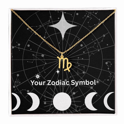 18k gold Zodiac Symbol Necklace with Scorpio pendant in gift box