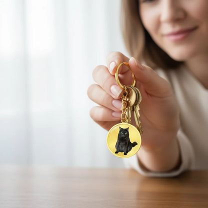 Circle Pendant With Keychain with Custom Photo