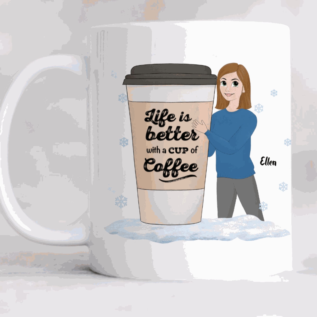 Custom Life Is Better with Coffee Mug with personalized avatar and name, ceramic, microwave and dishwasher safe, ergonomic handle design