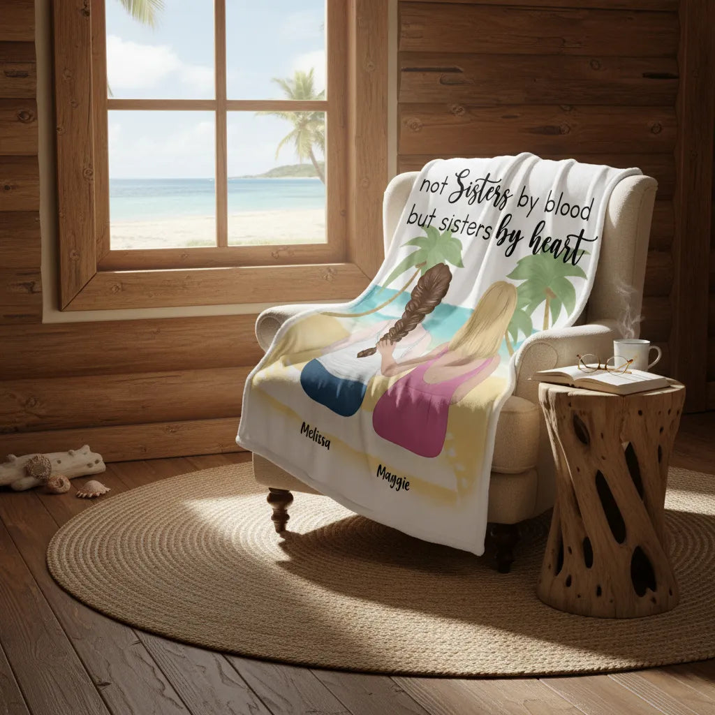 Custom Coral Fleece Blanket Not Sisters By Blood But Sisters By Heart