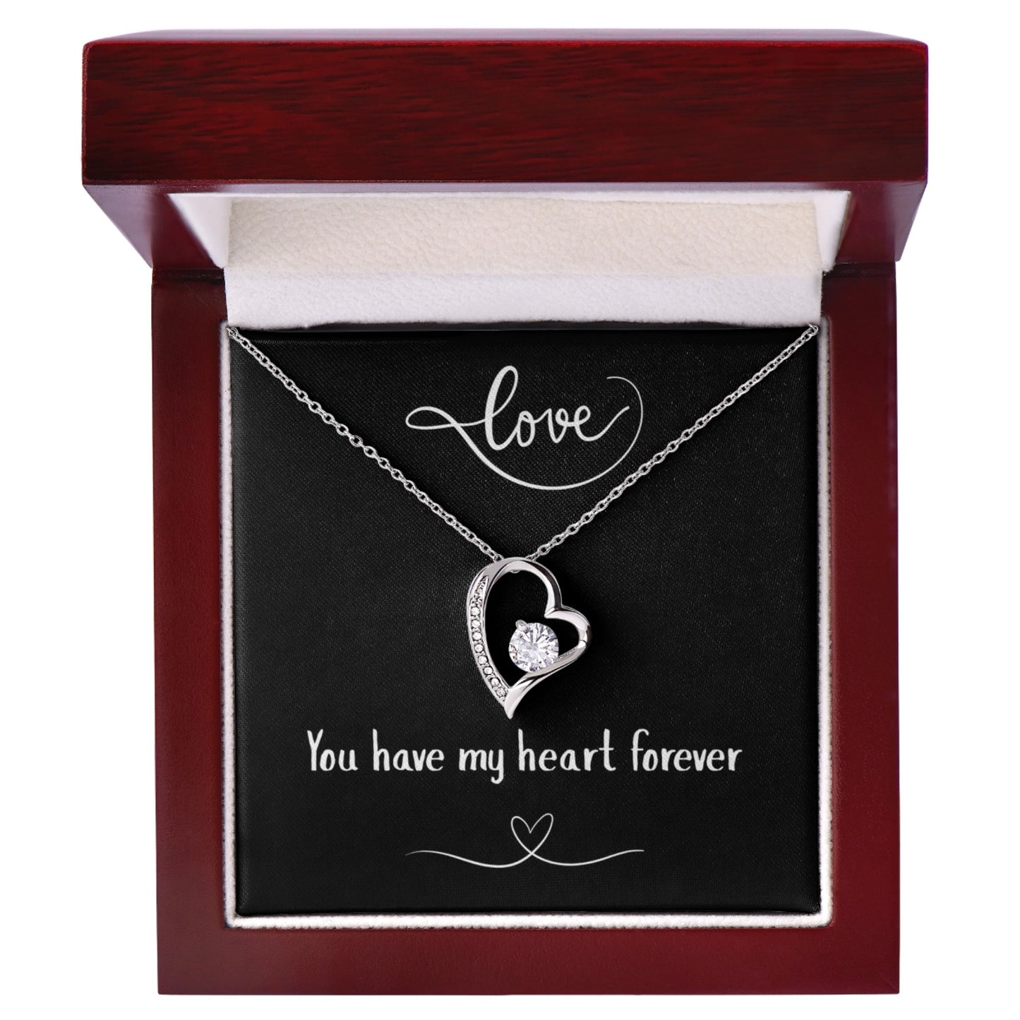 Forever Love Heart Necklace with Polished Heart Pendant - Timeless Elegance