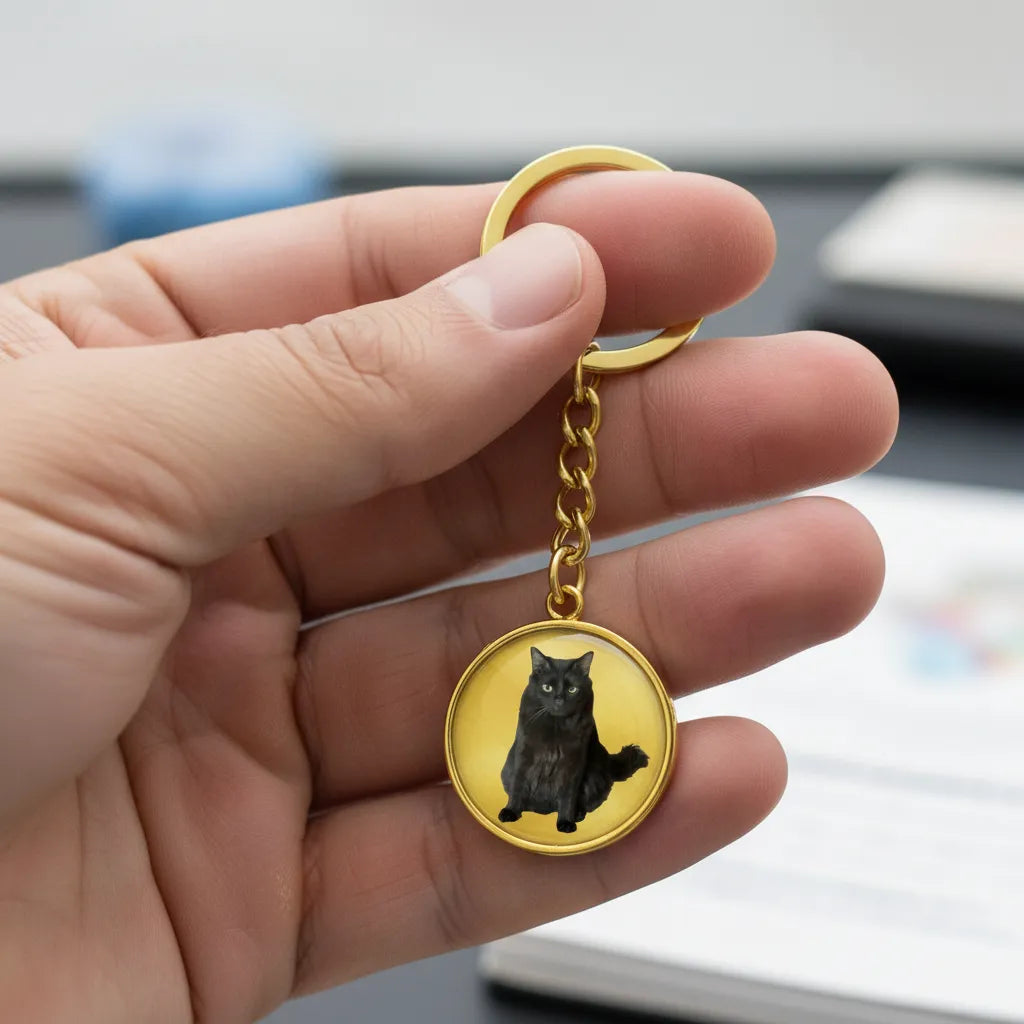 Circle Pendant With Keychain with Custom Photo