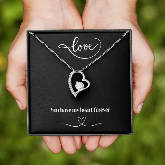 Forever Love Heart Necklace with Polished Heart Pendant - Timeless Elegance