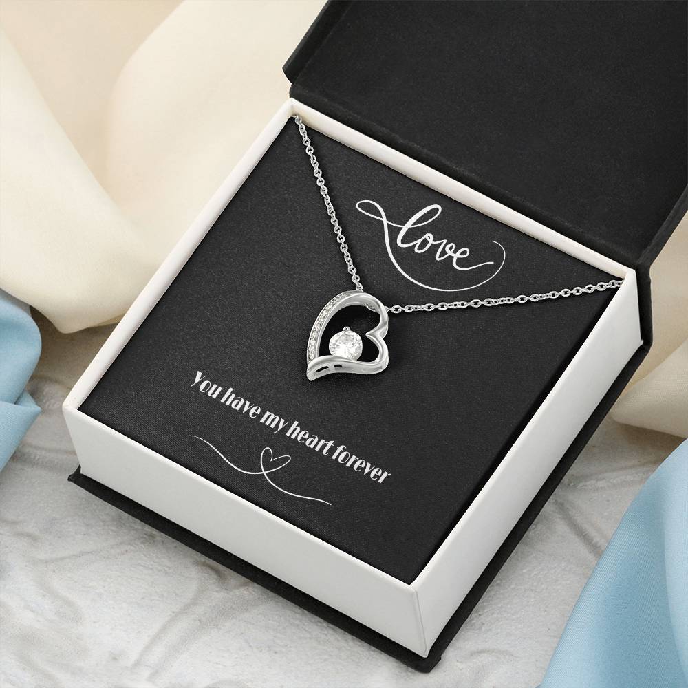 Forever Love Heart Necklace with Polished Heart Pendant - Timeless Elegance