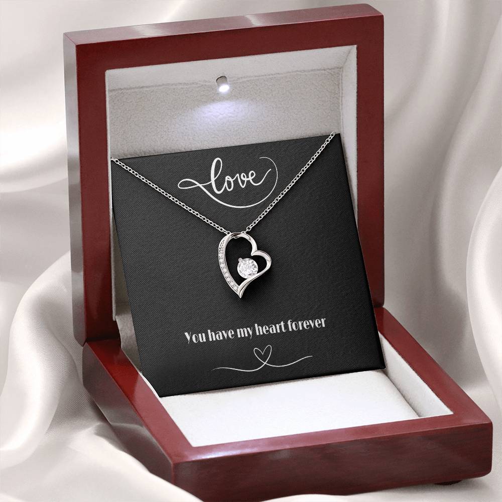 Forever Love Heart Necklace with Polished Heart Pendant - Timeless Elegance