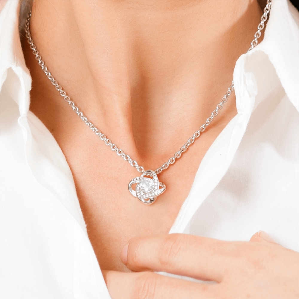 Love Knot Necklace with Stunning Cubic Zirconia Crystals for Timeless Elegance